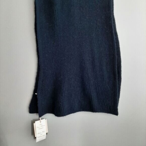 NOTE DI ANITA Wool Cashmere Blend Knit Chunky Large Scarf Wrap Navy Blue - Picture 4 of 10